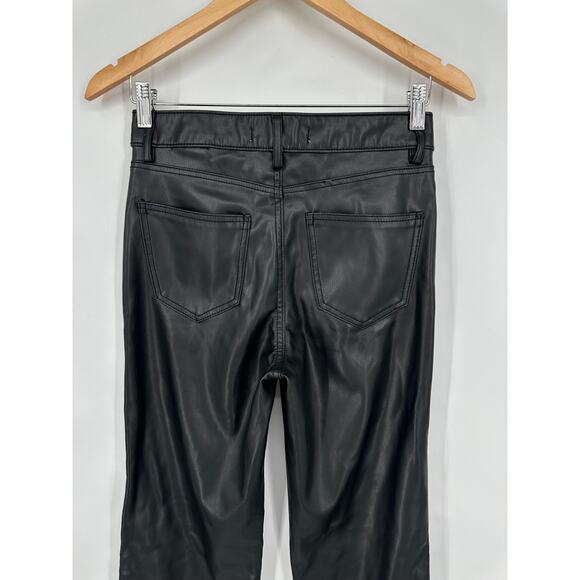 ZARA Faux Leather Straight Leg Trouser Pants Mid-Rise Black - Picture 9 of 11